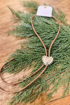 Brown String Heart Necklace