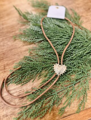 Brown String Heart Necklace