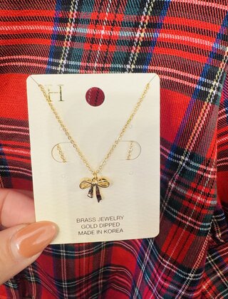 Dainty Gold Bow Necklace