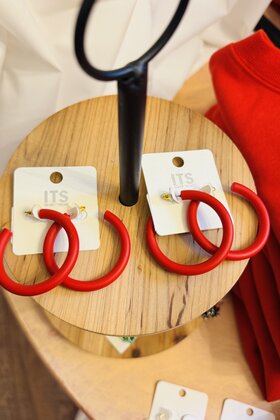 Deep Red Color Coat Hoops