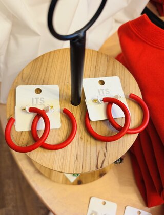 Deep Red Color Coat Hoops