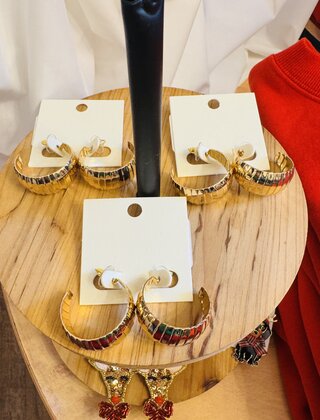 Textured Gold Metal Hoops