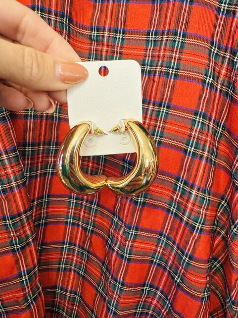 Gold Chunky Dome Hoops