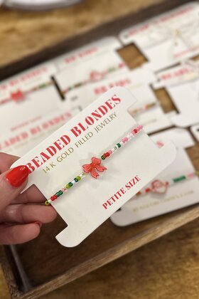 Beaded Blondes Red Holiday Bow - Petite