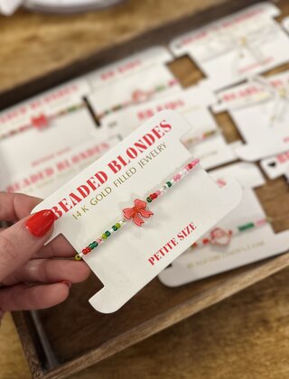 Beaded Blondes Red Holiday Bow - Petite