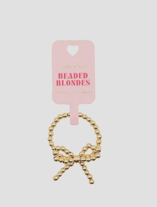 Beaded Blonde Gold Bow Rings