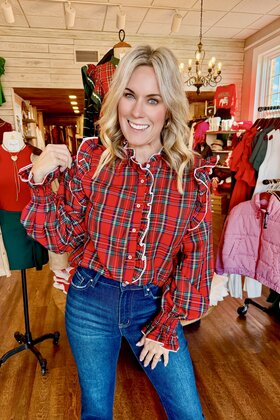Holly Plaid Ruffle Top