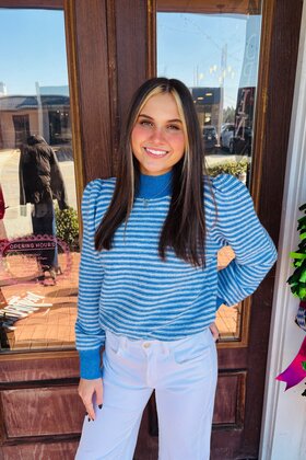 Striped Knitted Mockneck Sweater