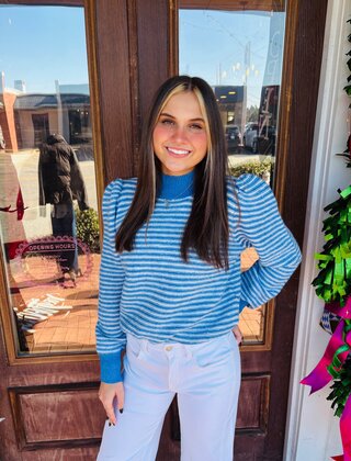 Striped Knitted Mockneck Sweater