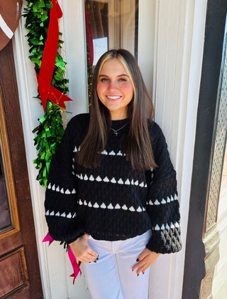 B&W Knitted Cropped Sweater