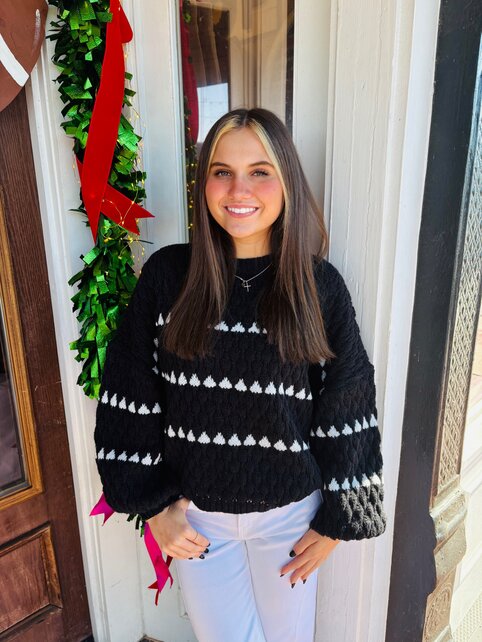 B&W Knitted Cropped Sweater