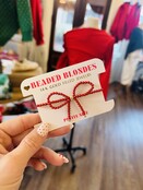 Beaded Blondes Red Pearl Bow Bracelet