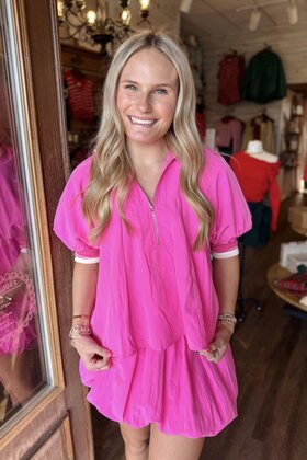 Popping Pink Zipper Blouse