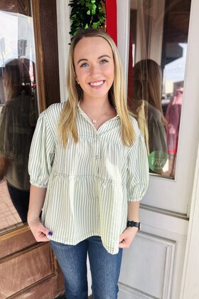 Sage and Stripes Top