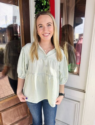 Sage and Stripes Top