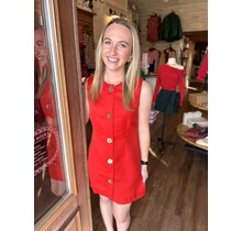 Rose Red Buttoned Mini Dress