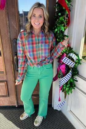 Color burst Button Down Top