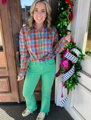 Color burst Button Down Top