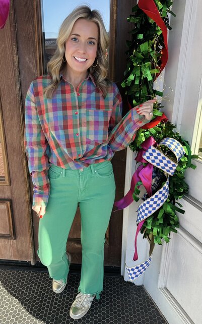 Color burst Button Down Top