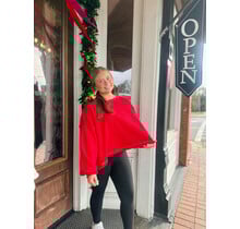 Red Open-Back Terricloth Top