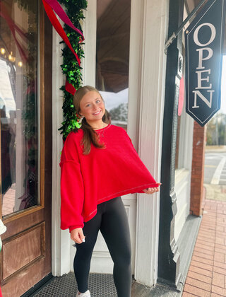 Red Open-Back Terricloth Top