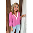 The Uptown Peach Blush Pink V-Neck Varsity Knit