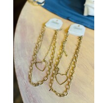 Heart & Chain Necklace Set Gold