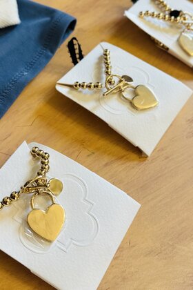 Gold Beaded Heart Necklace