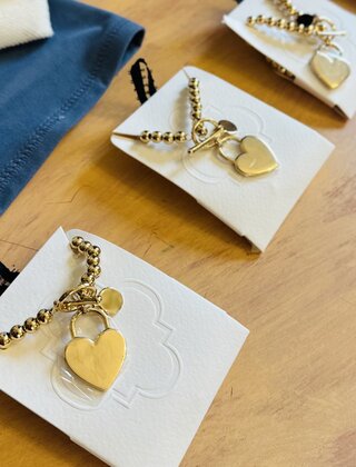 Gold Beaded Heart Necklace