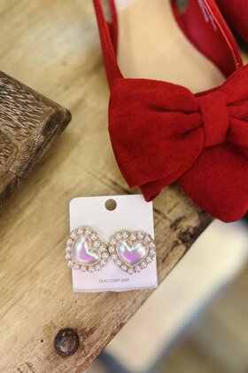 Double Pearl Heart Earrings