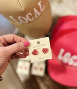 Checkered Heart Studs