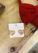 Pearl Dotted Gold Heart Earrings