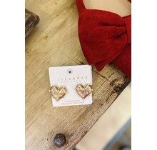 Pearl Dotted Gold Heart Earrings