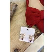 Bow & Heart Dangle Earrings