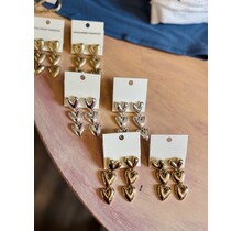 Triple Heart Dangle Earrings