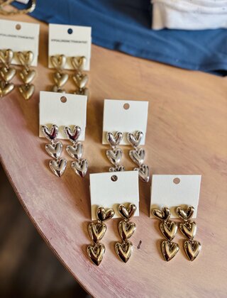 Triple Heart Dangle Earrings