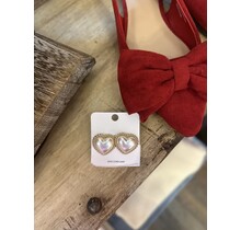 Rope Outline Pearl Heart Earrings