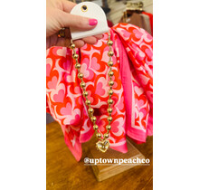 Heart and Metal Ball Necklace - Gold