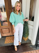 Green Puff Sleeve Blouse