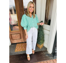 Green Puff Sleeve Blouse