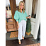 The Uptown Peach Green Puff Sleeve Blouse