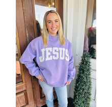 Jesus on Lavender Mock Neck