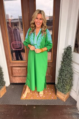 Green Ivy Embroidered Dress
