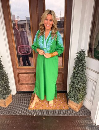 Green Ivy Embroidered Dress