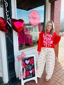 Cream & Red Polka Dot Barrel Jeans