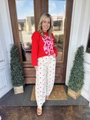 Cream & Red Polka Dot Barrel Jeans