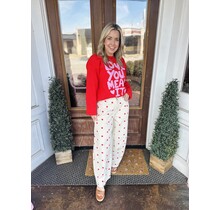 Cream & Red Polka Dot Barrel Jeans