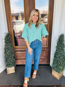 Green Puff Sleeve Blouse