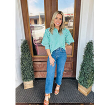 Green Puff Sleeve Blouse