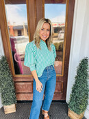 Green Puff Sleeve Blouse